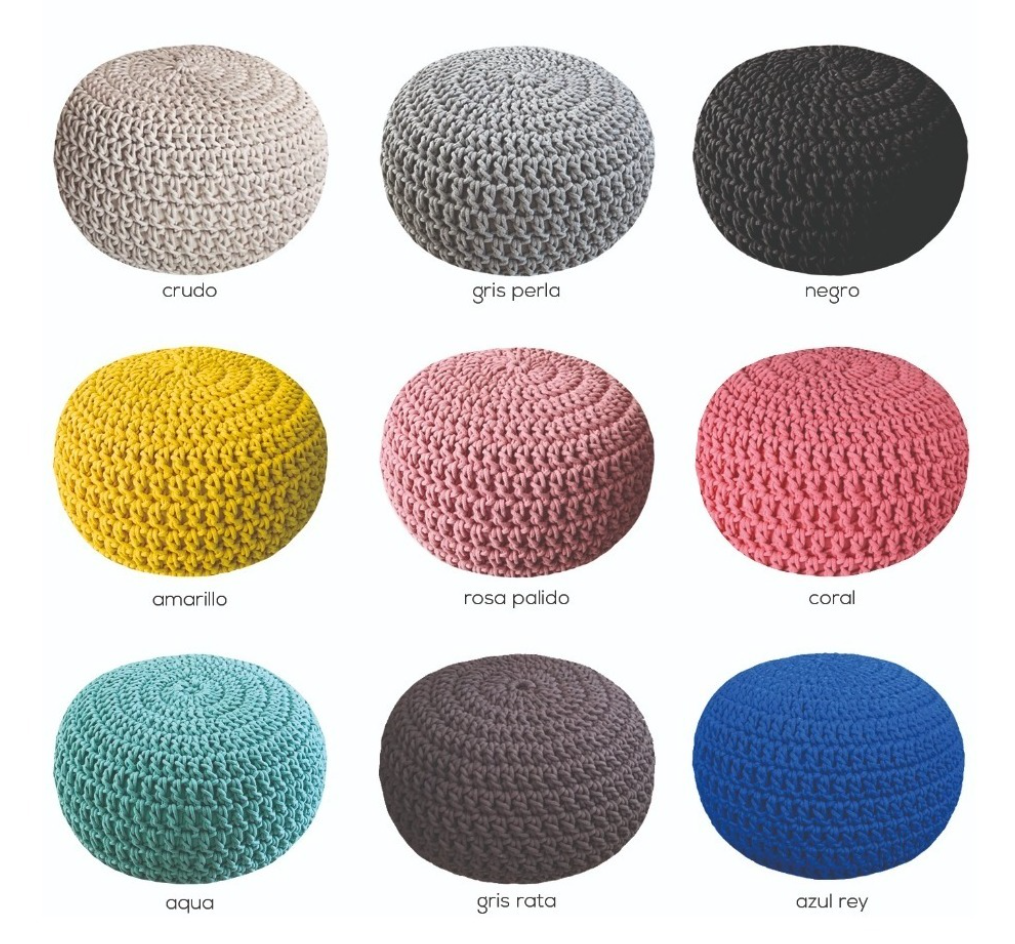 Puff tejido Rosa Pálido