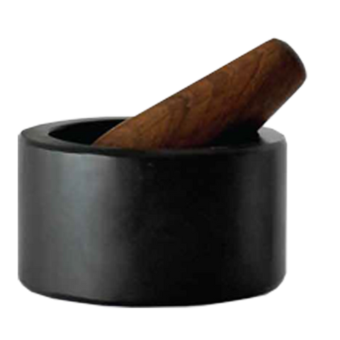 Tabla Veracruz de mármol negro con patas de madera Tzalam