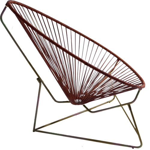 Silla Clásica cromo tornasol con piel marrón