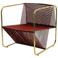 Silla Kubo cromo latón con piel SA K005