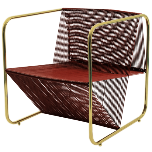 Silla Kubo cromo latón con piel SA K005