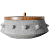 Tortillero Tepetl de piedra volcánica con madera Tzalam